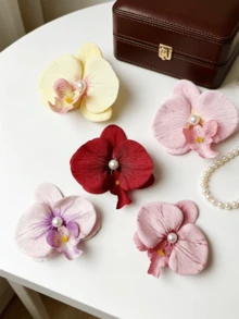 5 peças de ganchos de cabelo com flor de orquídea borboleta, acessórios de cabelo floral 3D, doce e fofo, elegante, versátil para uso diário, acessório para fotografia, estética romântica, adequado para férias na praia, encontro, Dia da Mãe, presente para amiga, época de casamentos, presilha de cabelo, ganchos de garra - Multicolorido - Ver 9