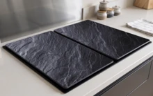 DEENZ Set Of 2 Rectangular Black Slate Hob Cover And 8 X Feets Dishwasher Proof  Tempered Glass All Types Of Cookers Kitchen Worktop Saver Board 52x30Cm - 2x Hob Cover - View 1