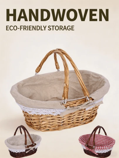 1 chiếc | 32*25*14cm | Giỏ dã ngoại, vật dụng cần thiết cho dã ngoại mùa xuân ngoài trời, giỏ dã ngoại hai tay cầm, giỏ đựng đồ ăn nhẹ và trái cây, thích hợp để bàn phòng khách, trang trí phòng ngủ, lưu trữ đồ dùng văn phòng phẩm trong lớp học, đựng rau củ quả và thực phẩm trong nhà bếp, đựng đồ dùng nhà bếp.