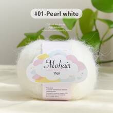 1 cuộn sợi tơ tằm và mohair, mềm mại và thân thiện với da, thích hợp để đan thủ công các loại khăn quàng cổ, áo len, khăn choàng, chăn, v.v. - nhiều màu - Xem 10