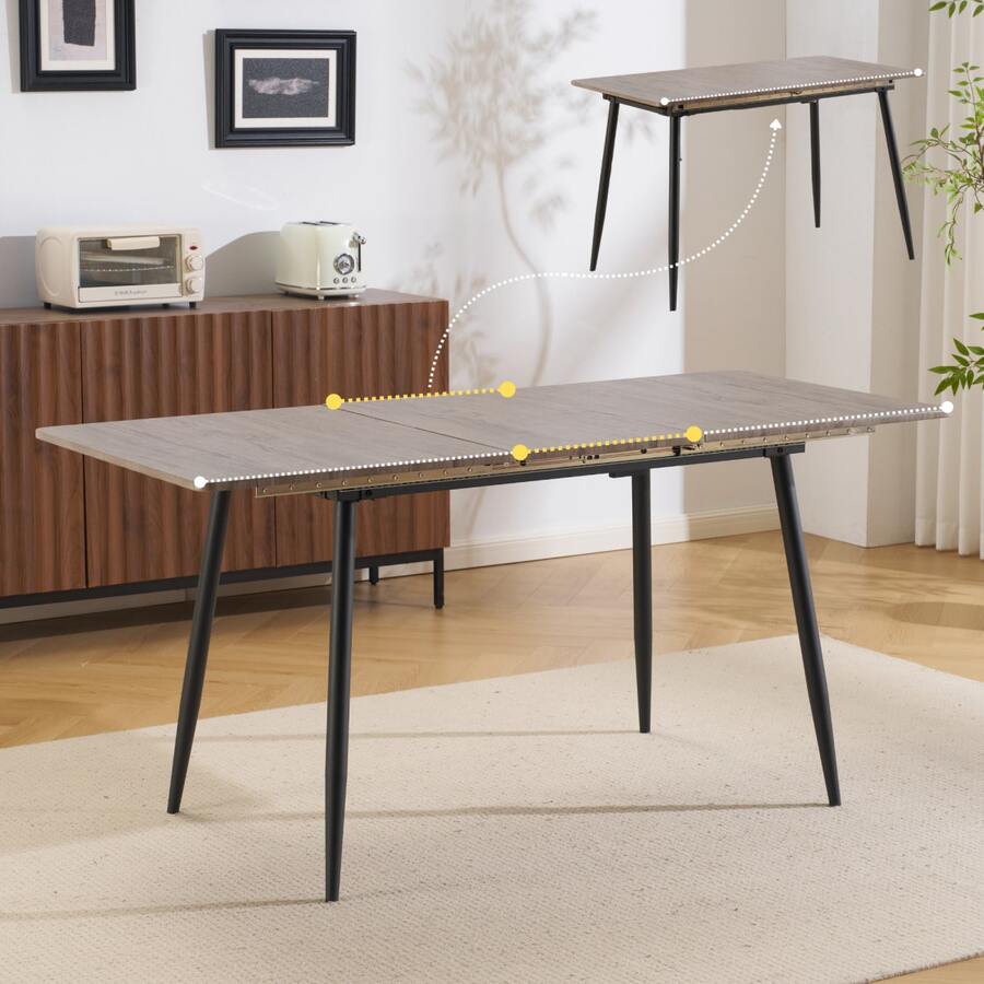 【テーブル単品販売】ダイニングテーブル 伸長式ダイニングテーブル 伸縮可能な天板 木目調 食卓 4人用 2人用 幅120-160cm 最大6人用 おしゃれ 組み立て簡単 ソリッド ハイエンド ヴィンテージ風 モダン 客用 書斎用 シンプル - 1 - チェックする 1