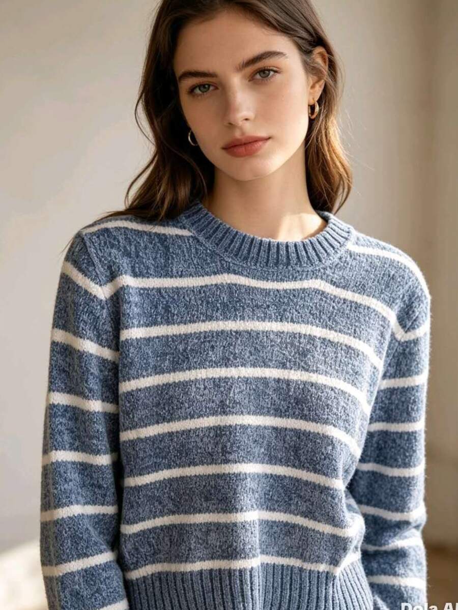 Women's Modal Turtleneck Sweater With Elastic - Dusty Blue - View 1