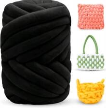 Cinta de Bolsos de Ganchillo, Hilo Gigante 300g Hilo de Lana Suave Hilo Chunky Tubular, Madejas de Lana Gruesa para Mantas Hechas a Mano, Mascotas, Cama - D-Schwarz - Übersicht 1