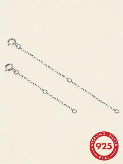 2 đoạn dây nối dài bằng bạc Sterling S925, thích hợp để làm vòng cổ, vòng tay, lắc chân và các loại trang sức khác.