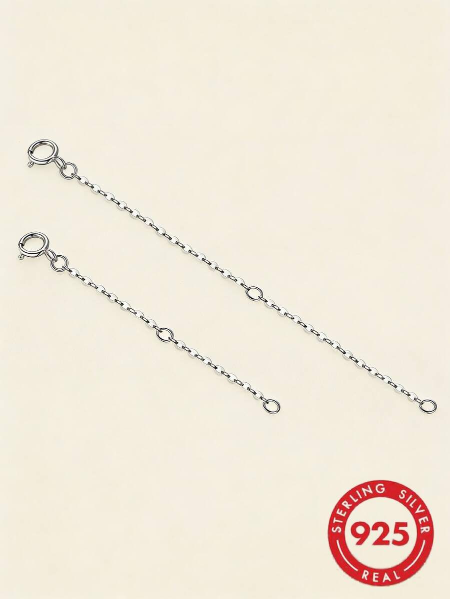 1 buah Rantai Perpanjang Kalung Perak Sterling S925, 2 Gaya Panjang, Rantai Ekor Perpanjang, Cocok untuk Kalung, Gelang, Gelang Kaki, Pembuatan Perhiasan - Perak - View 1