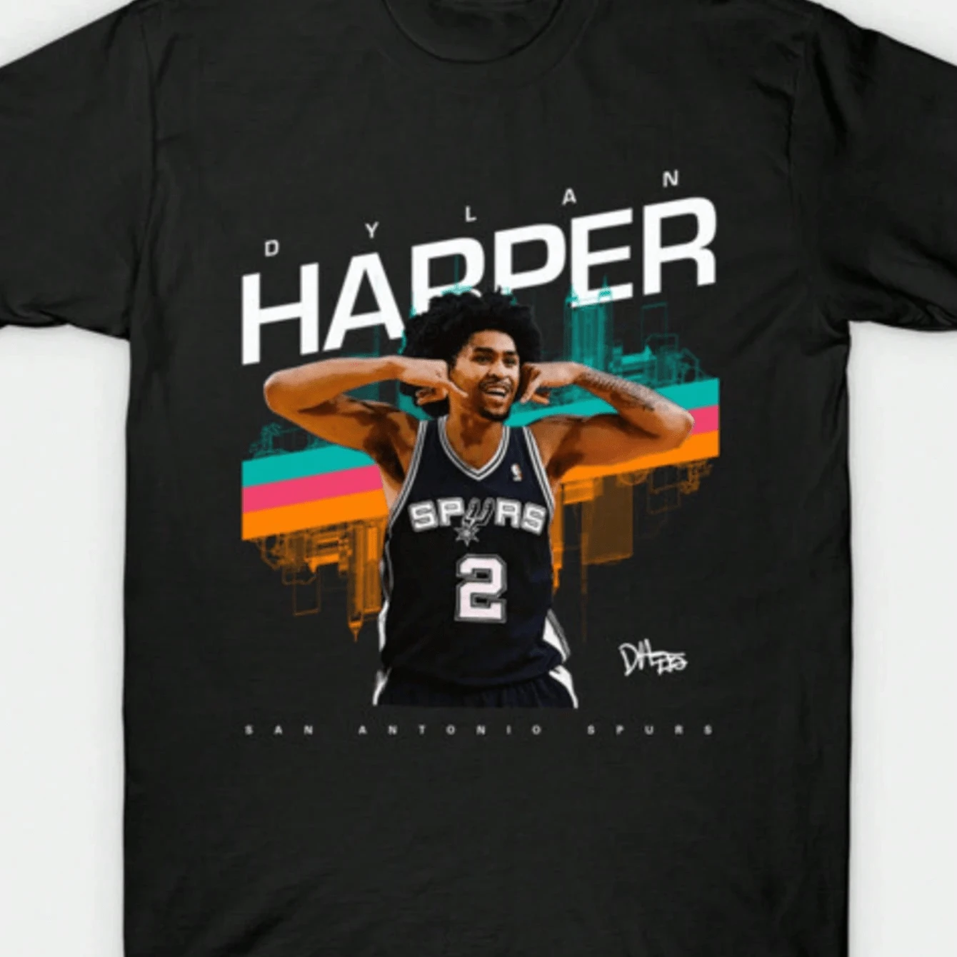 Dylan Harper San Antonio Spurs T-Shirt - Black - View 1