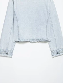 Camellia New Spring/Summer European And American Fashion Minimalist Fitted Denim Jacket For Women Casual - Light Blue - View 10