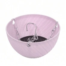 1pc Rattan Pattern Hanging Plastic Flower Pot, Macaron Color Plant Basket With Drainage Layer & Metal Chain Hook, Ideal For Succulent, Spider Plant, Pothos - Perfect For Balcony, Wedding & Party Decor - Spider Plant Pot - View 9
