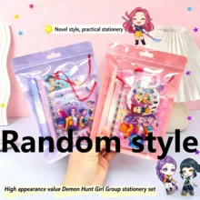 Bộ văn phòng phẩm K-Pop Huntrix 5 món, bộ sổ tay và bút chủ đề anime, đồ dùng học tập dễ thương dành cho fan K-Pop và học sinh. - Nhiều màu - Xem 4