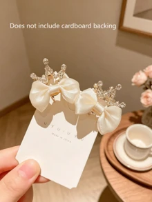 2件組公主皇冠髮夾，高端紅色蝴蝶結皇冠髮夾，優雅3D皇冠兒童髮飾 - 彩色 - 查看 11