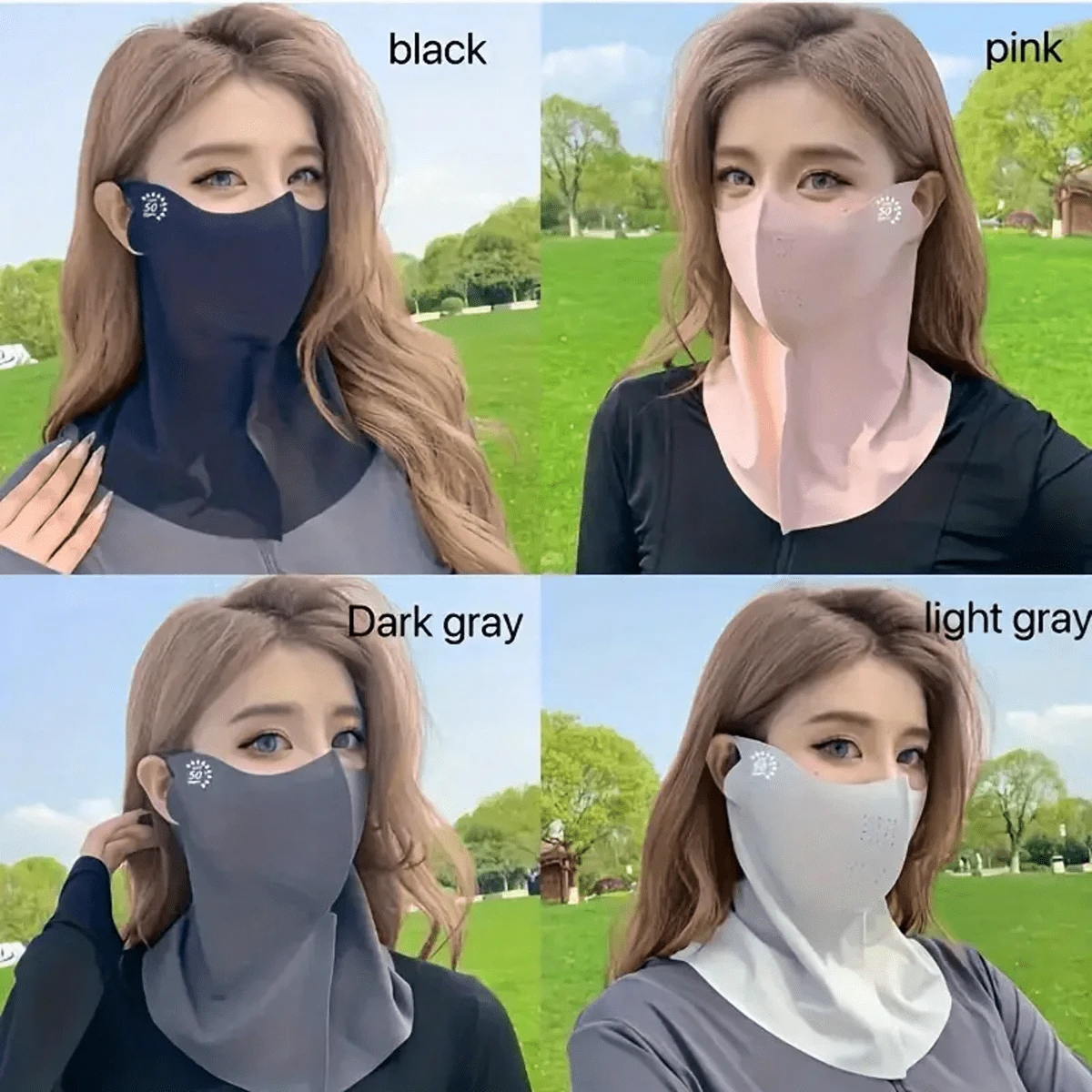 1pc Women's Breathable Full Face Sun Protection Mask, Dustproof & UV Protection, Elastic Fit Design, Smooth Fiber Fabric, 3D Breathable Mesh Design, Soft Touch, Suitable For Cycling, Running And Outdoor Activities, Fashionable & Comfortable