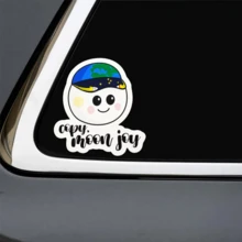 (1PC) 3 Inch Waterproof Removable PVC Vinyl Sticker Decal - Cute Cartoon Moon With Earth Hat, Smiling Kawaii Face, Cosmic Stars And Comet Illustration, "Copy Moon Joy" Text Aesthetic For Laptop, Water Bottle, Phone Case, Notebook, Skateboard - Y2K Girly Sticker For Gen Z Women, Back To School, Summer Gift - 3*2.82 Inches - View 9
