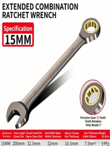 Juego de llaves combinadas de acero cromo vanadio - Función dual, liberación rápida, llave de boca abierta y llave de boca cerrada, adecuado para reparaciones en el hogar y automotriz - Llave de trinquete de cabeza ajustable - Ver 21