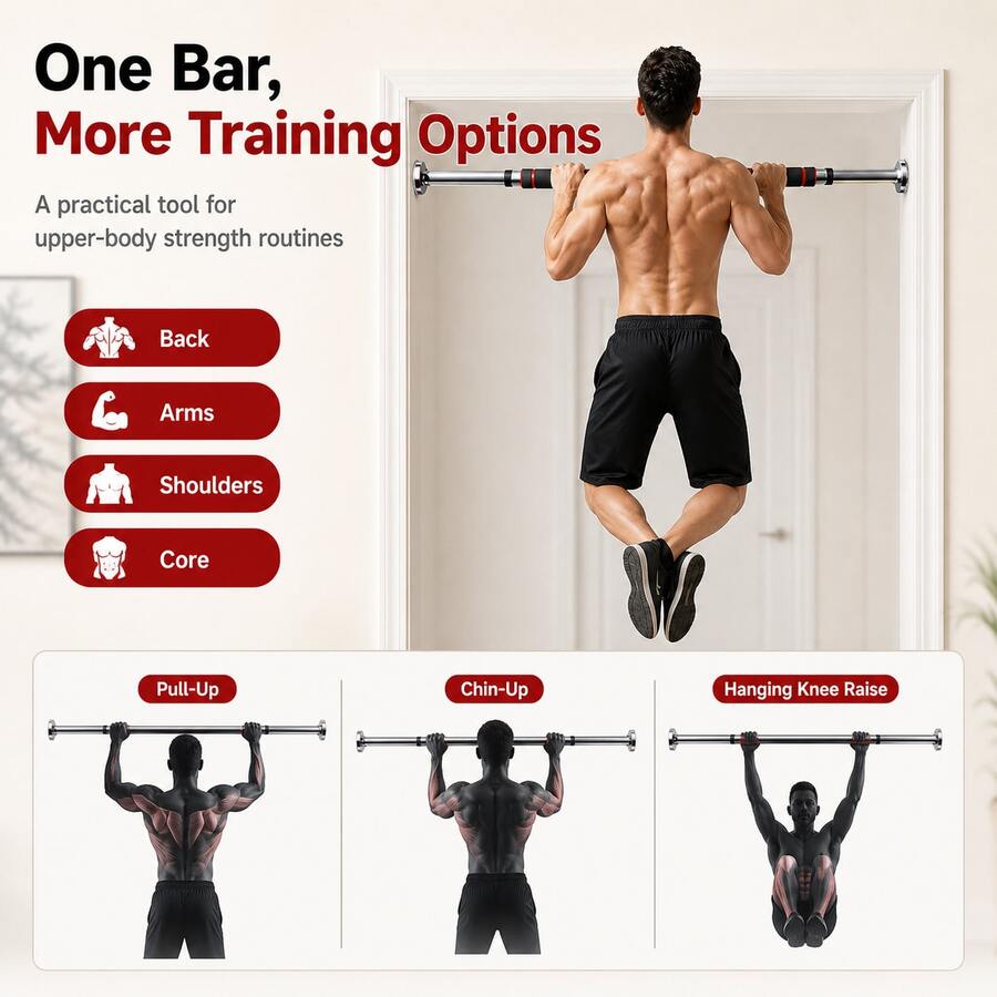 Adjustable 60-100cm No-Drill Pull-Up Bar, Compact Indoor Upper Body Muscle Training Tool - Multicolor - View 1