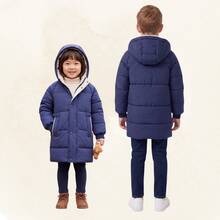 About Everything Children's And Youth Long Jacket Coat For Boys And Girls With Ribbed Cuffs - 藏蓝色 - 查看 3