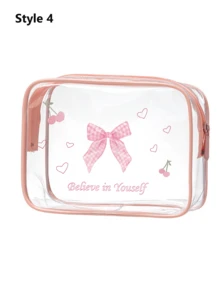 1pc Cute Pink Bow Makeup Bag, PVC Cosmetic Bag, Non-Fading Zipper, Lightweight Foldable Storage Pouch, Perfect Gift For Birthday, Friends And Holidays, Birthday Gift Bag, Funny Design Bag, Double-Sided Printing, Otter Pattern, Summer Bag, Ramadan Bag, Makeup Bag, Wallet, Backpack, Toiletry Bag, Travel Organizer - Pink - View 17
