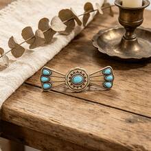 1pc Elegant Bow Round Turquoise Hair Clip, Fashionable Exquisite Women's Hair Accessory, Perfect For Daily Wear, Work, Dates And Special Occasions, Ideal Gift For Her,Clips For Hair - Bronze - View 6