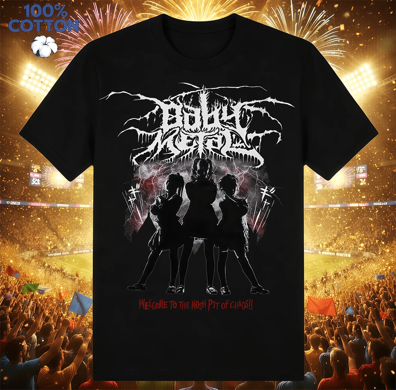 Babymetal Death Metal Style Silhouette T-Shirt | Gender-Neutral Oversized Metal Concert Shirt Black - Black - View 1