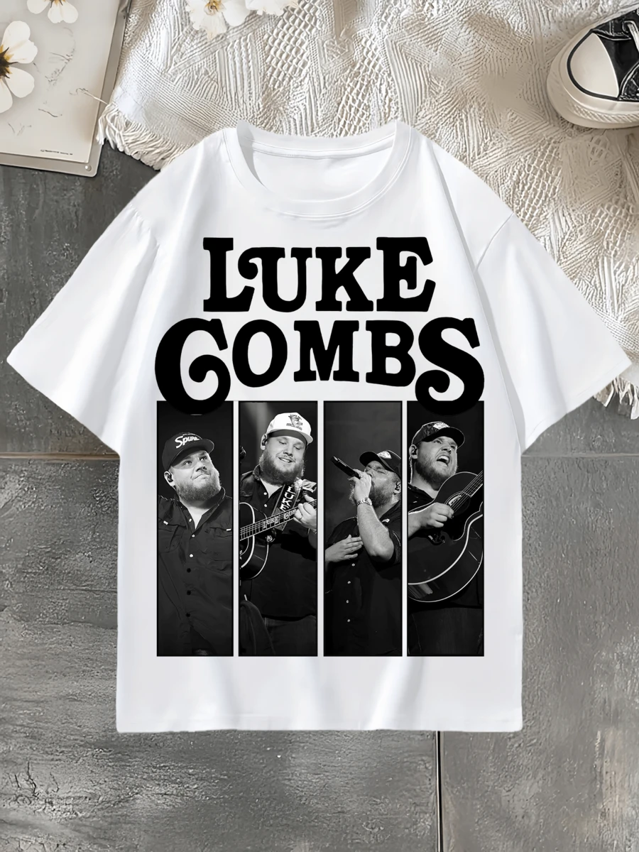 Luke Combss. Printed Men's Sports T-Shirt With Crew Neck And Short Sleeves. - White - View 1