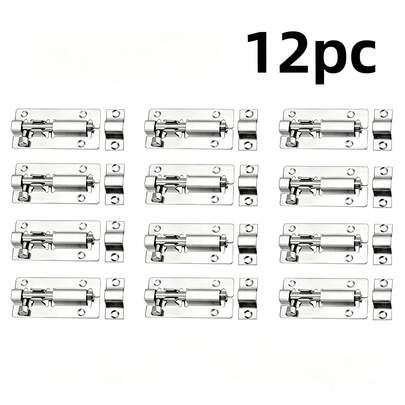 Bộ 12 chốt cửa bằng thép không gỉ - Chốt cửa nhỏ phù hợp cho cửa ra vào, cửa sổ, cửa tủ, lồng thú cưng, khóa chốt trượt hình ống chịu lực cao - Phụ kiện chốt trượt kim loại an toàn