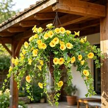 半束 65.5厘米长仿真牵牛花，仿真丝小藤蔓植物，室内外仿真绿色家居花园门廊墙壁装饰 - 多色 - 查看 7