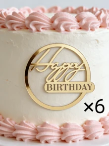 3 Stücke/6 Stücke/9 Stücke goldene "Alles Gute zum Geburtstag" Kuchendekoration, Acryl Geburtstags-Cupcake-Topper, Kuchen & Dessert Dekoration für Geburtstagsparty (Gold) - B - Übersicht 11