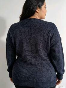 Plus Size Sweater Blouse, Large Sizes G1 G2 G3, Mousse Fabric - 黑色 - 查看 2