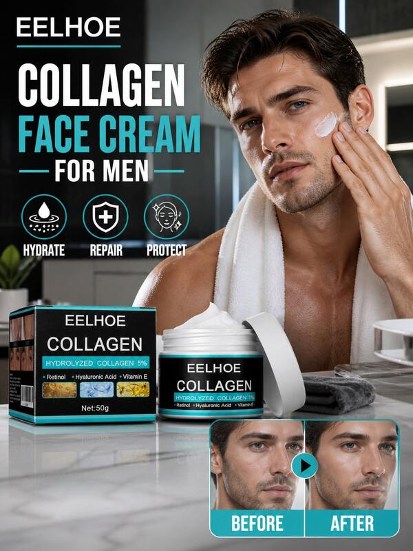 EELHOE Collagen Creams For Men Anti-Aging Improve Skin Quality Remove Wrinkles Makes Skin Tender Smooth Delicate And Bright Repairs Skin Dryness Firming Moisturizing Hyaluronic Acid Cream Facial Skin Care
