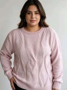 Plus Size Sweater Blouse, Large Sizes G1 G2 G3, Mousse Fabric - 粉色 - 查看 1