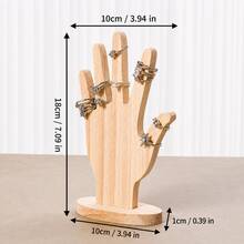 Nordic Solid Wood Hand-Shaped Jewelry Display Stand, Ring Holder, Earring Necklace Bracelet Jewelry Organizer, Multi-Slot Anti-Loss Desktop Organizer, Dressing Table Bedroom Bathroom Home Decor, Natural Wood Style Minimalist Decoration, Birthday Christmas Gift For Women - Multicolor - View 10