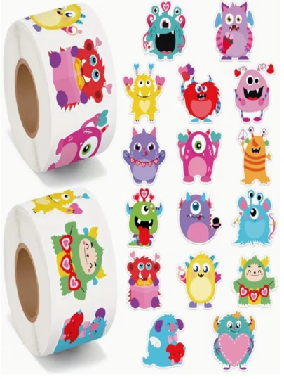 500pcs/Roll Monster Decorative Stickers, Scrapbooking, Stationery, Planner, Gift Packaging, Envelope Sealing