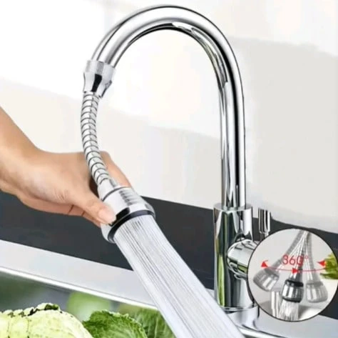 Kitchen Faucet with 360° Swivel Aerator - Extension Tube with Dual Modes - Sink Aerator Attachment - Kitchen Faucet Accessory - Home Use - Waterfall Style - Indoor - Home - Silber - Übersicht 1