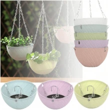 1pc Rattan Pattern Hanging Plastic Flower Pot, Macaron Color Plant Basket With Drainage Layer & Metal Chain Hook, Ideal For Succulent, Spider Plant, Pothos - Perfect For Balcony, Wedding & Party Decor - Spider Plant Pot - View 11