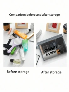 數據線圖案數據線收納袋，數據線收納袋，便攜式網格化妝包，紅色氣墊便攜收納包，化妝包，護膚品包，旅行必需品，宿舍用品，婚禮新娘禮物，母親節禮物，生日禮物，送給朋友和老師的禮物，浴室收納，珠寶收納，唇彩和化妝品收納袋 - 彩色 - 查看 9