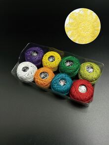 8pcs/12pcs Random Solid Color Lace Yarn Set, High Saturation Bright Color Embroidery Crochet Yarn, Suitable For Embroidery And Micro-Crochet Enthusiasts, Ideal For Handmade Beginner Creations, Also Can Be Used As Creative Handmade Gift - Lace Thread - View 4