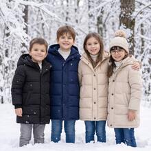 About Everything Children's And Youth Long Jacket Coat For Boys And Girls With Ribbed Cuffs - 藏蓝色 - 查看 5