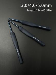 Bộ 3 kim móc tiện dụng - Tay cầm mềm mại, silicon màu xanh dương, dụng cụ đan áo len thoải mái. - Tay cầm màu xanh - Xem 6