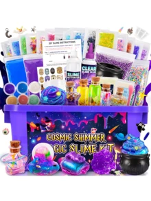 1 Caja, Kit de Slime, Juego de Hacer Slime Galaxia Mágica, Incluye Pegatinas Mágicas, Puede Hacer Slime de Mantequilla, Contiene Polvo Oscuro para Hacer Slime Brillante y Galaxia, Juguete Antiestrés, Regalo Divertido, Adecuado para Niños y Niñas de 6 a 12 Años - Multicolor - Ver 8