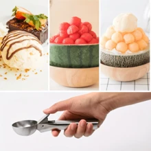Muỗng múc kem và trái cây bằng thép không gỉ, bền chắc, hình cầu, thích hợp cho dưa hấu, dưa lưới và đu đủ. - Bạc - Xem 2
