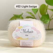 1 cuộn sợi tơ tằm và mohair, mềm mại và thân thiện với da, thích hợp để đan thủ công các loại khăn quàng cổ, áo len, khăn choàng, chăn, v.v. - nhiều màu - Xem 31