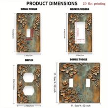 1 pièce Panneau d'interrupteur mural à texture métallique avec imprimé floral 2D, non électrique, installation manuelle, convient pour la décoration de la salle de séjour, design plat 2D - multicolore - Voir 2
