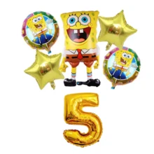 Birthday Balloon Set, Custom 1-9 Gold Number Foil Balloons With Stars & Round Balloons, Aluminum Film For Birthday Party Decor - Cartoon Number Balloons - View 17