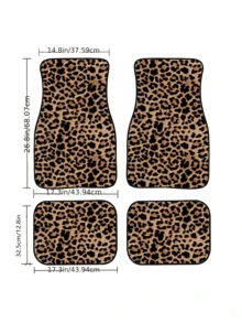 4pcs Leopard Print Car Floor Mats Set - All Weather Universal Fit For Front & Rear Seats - Suitable For SUV, Sedan And Truck - Unisex - A - View 5