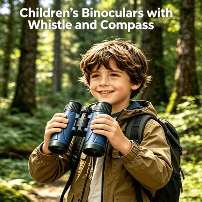 Kids High Definition Binoculars, Realistic Science Education Model With Whistle, Compass, Outdoor Adventure Intelligent Toy, Student Science Experiment Tool, Wide View Clear Imaging, Portable Camping Gear, Suitable For 3-12 Years Old Boys And Girls, Great Gift For Birthday, Holiday