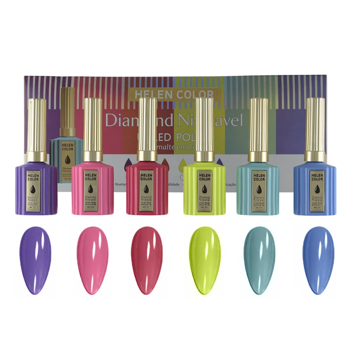 Kit 6 Diamond Nail Polishes 15ml Each - Helen Color - Seasons Of The Year - 彩色 - 查看 1