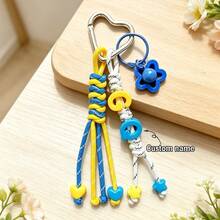 1pc Tassel Heart Bell Custom Bag Charm, Handmade Braided Rope Letter Bead Bag Pendant/Keychain/Phone Charm, Bow, Heart Keychain Christmas Gift. - Woven Ornaments - View 50
