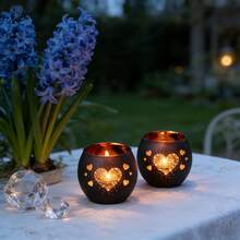2pcs Firework Heart Candle Holder Set | Blooming Firework Heart Decor, Romantic For Valentine's Day, Black World Romantic Firework Heart Candle Holder Set, Nordic Mythology Meditation Sacred Space Decor, Candlelight Dinner Decoration Essential, Filled With Love, Suitable For Valentine's Day Confession/Couple's Home Romantic Decor/Christmas Warm Decor, Ritual Of Hiding Heartbeats In Candlelight Gift - 2pcs - View 8