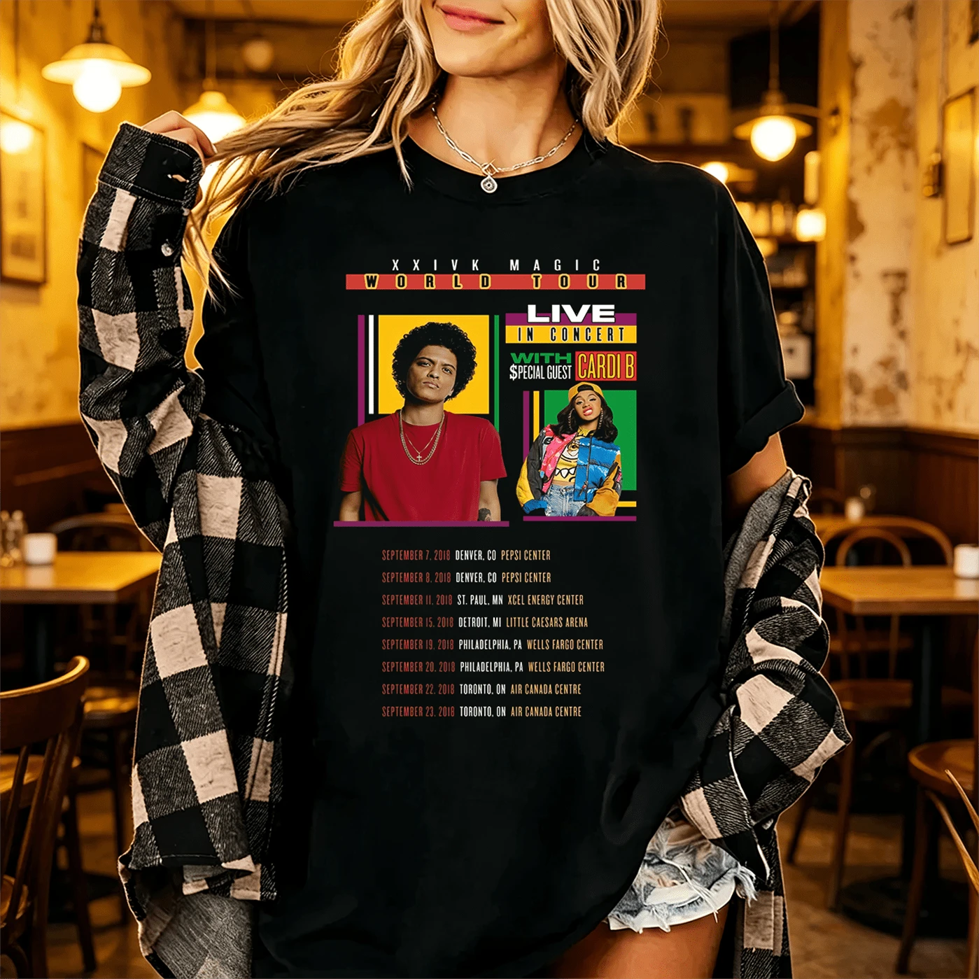 XXIVK Magic World Tour Ft. T-Shirt, 2018 Concert Tee, Pop Hip-Hop Fan Merch, Unisex Retro Style Cotton - Black - View 1
