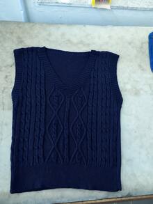 Women's Casual Tank Top Sweater With A V-Neck, Ideal For Autumn And Winter. Stylish And Modern Design. - 藏蓝色 - 查看 2