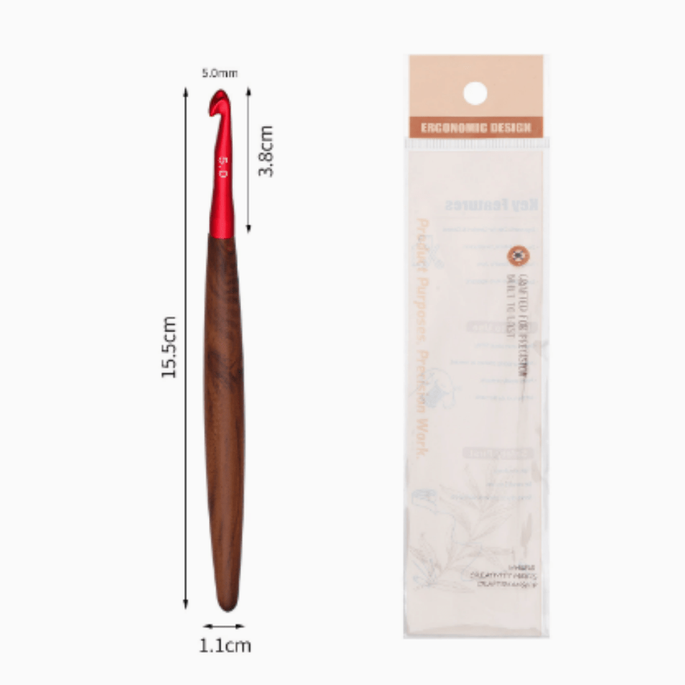 1/9 chiếc kim móc bằng nhôm nhiều màu sắc 3mm-7mm, cán gỗ, thích hợp để móc len, lý tưởng cho các dự án may vá DIY. - Móc - Xem 12
